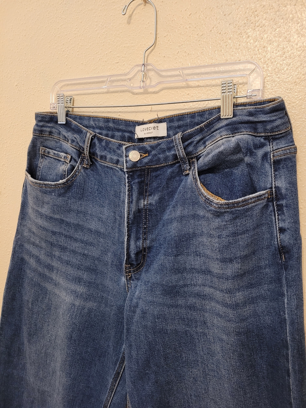Loveivet by Vervet LV1134 High Rise Wide Leg Cropped Raw Hem Jeans Size 31/13 - Picture 3 of 8